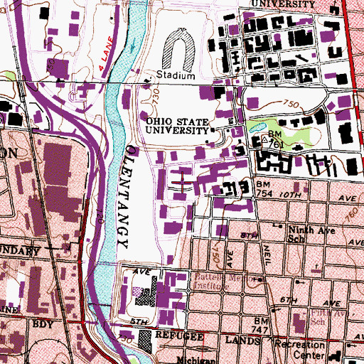 Topographic Map of Means Hall, OH
