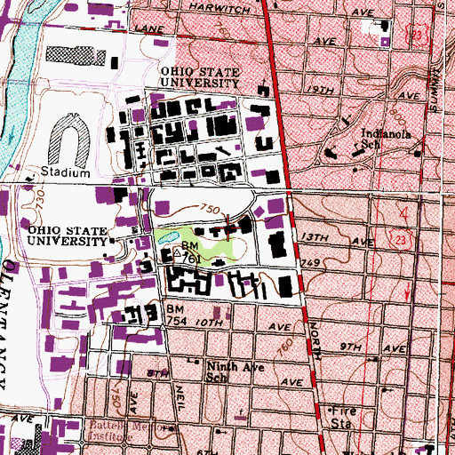 Topographic Map of Mendenhall Laboratory, OH