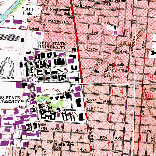 Topographic Map of Mershon Auditorium, OH