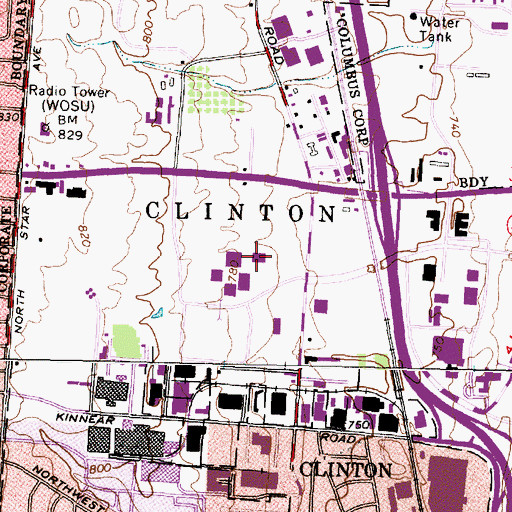 Topographic Map of Mount Hall, OH