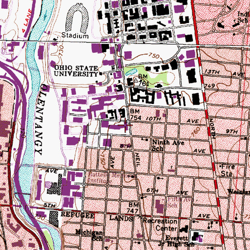 Topographic Map of Newton Hall, OH