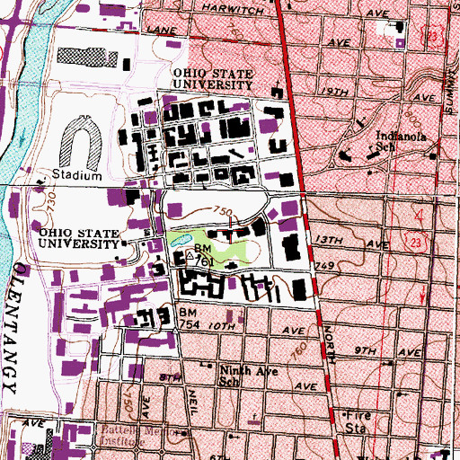 Topographic Map of Orton Hall, OH