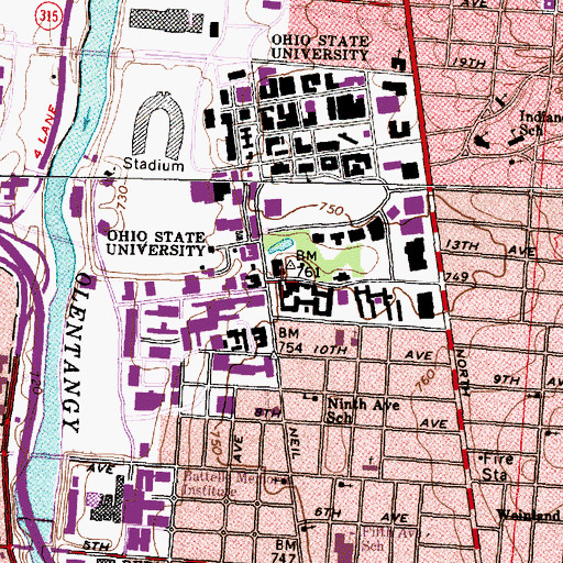Topographic Map of Oxley Hall, OH