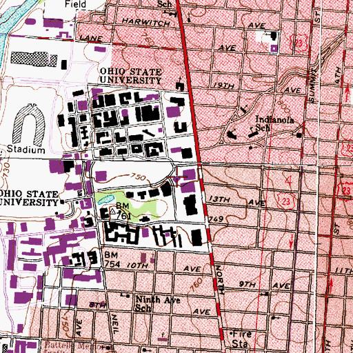 Topographic Map of Page Hall, OH