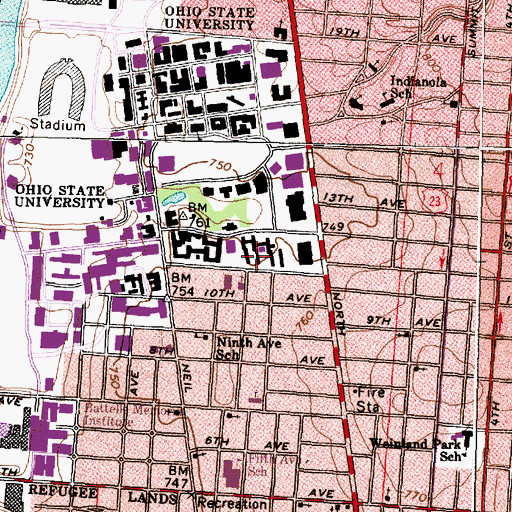 Topographic Map of Park Hall, OH