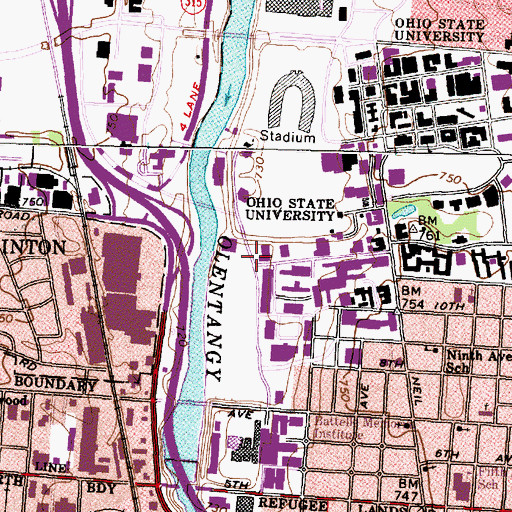 Topographic Map of Parks Hall, OH
