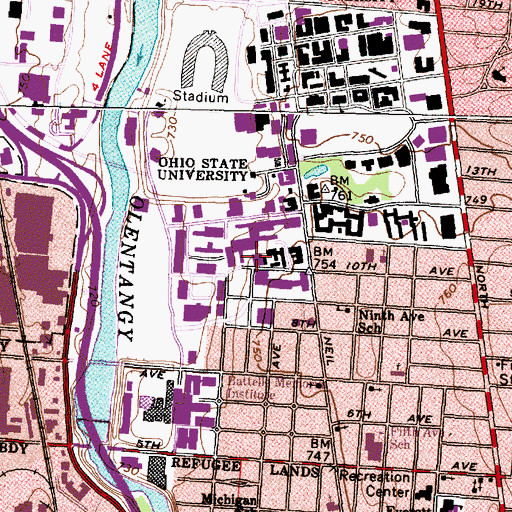 Topographic Map of Prior Health Sciences Library, OH