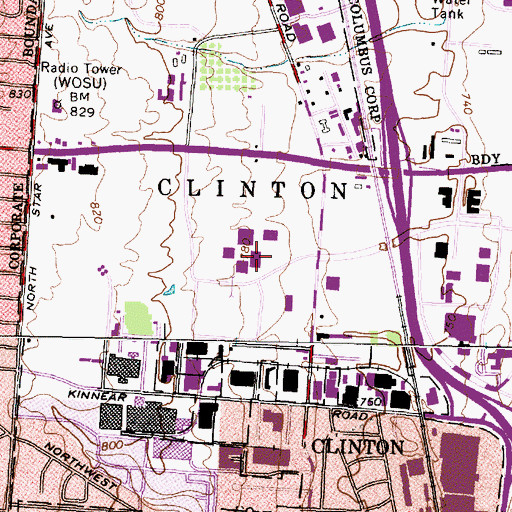 Topographic Map of Rightmire Hall, OH