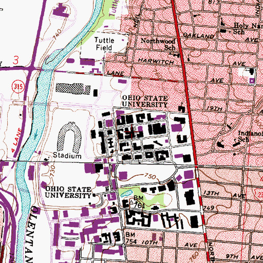 Topographic Map of Robinson Laboratory, OH