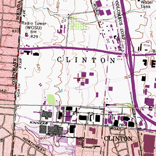 Topographic Map of Scott Hall, OH