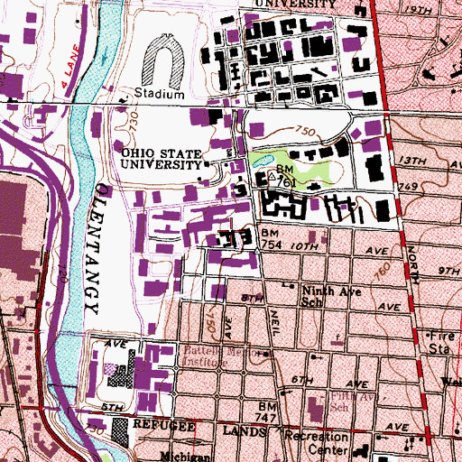 Topographic Map of Starling-Loving Hall, OH