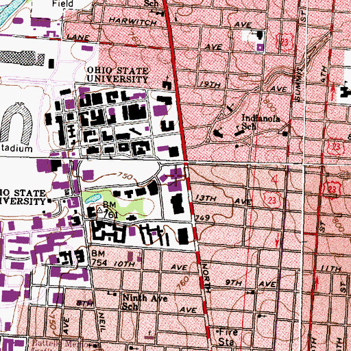 Topographic Map of Sullivant Hall, OH