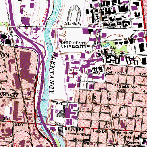 Topographic Map of University Hospitals Clinic, OH