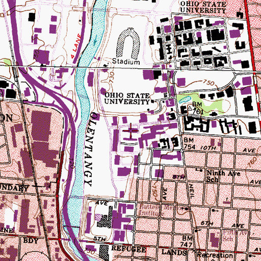 Topographic Map of Upham Hall, OH
