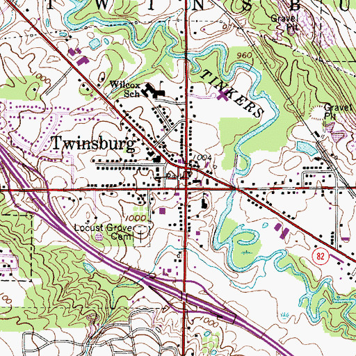 Topographic Map of Public Square, OH