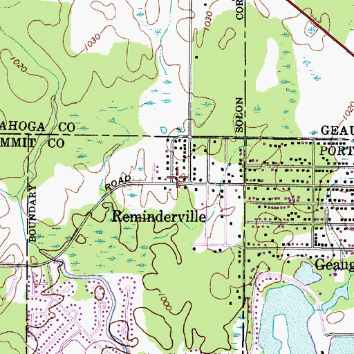 Topographic Map of Reminderville Village Hall, OH