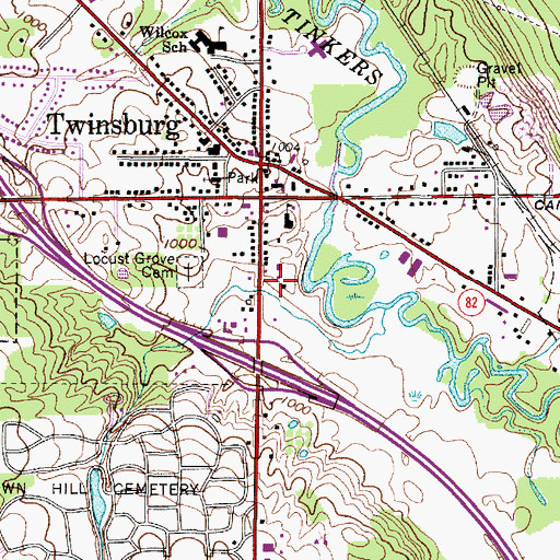 Topographic Map of Twinsburg Post Office, OH