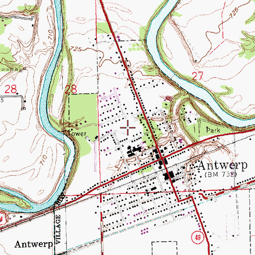 Topographic Map of Antwerp Community Park, OH