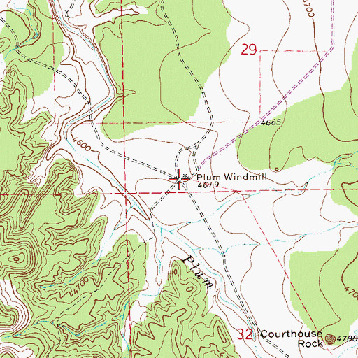 Topographic Map of Plum Windmill, CO