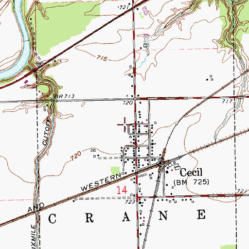 Topographic Map of Cecil Community Park, OH