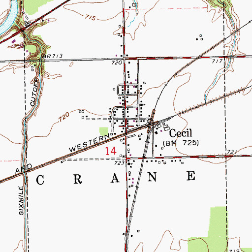 Topographic Map of Cecil Post Office, OH