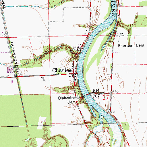 Topographic Map of Charloe Community Park, OH