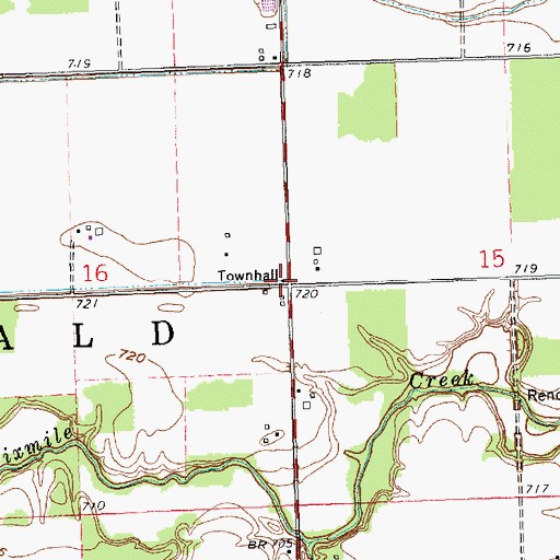 Topographic Map of Emerald Township Hall, OH
