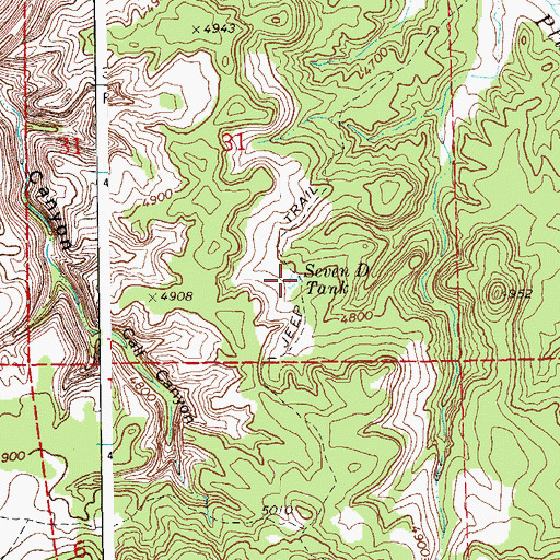 Topographic Map of Seven D Tank, CO