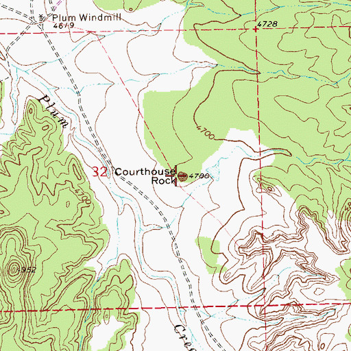Topographic Map of Courthouse Rock, CO
