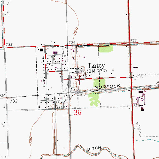 Topographic Map of Latty Post Office, OH