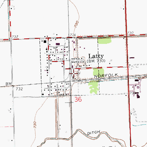 Topographic Map of Latty Town Park, OH