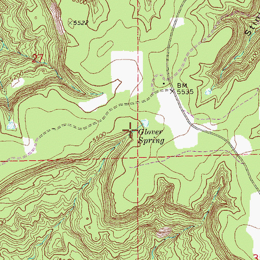 Topographic Map of Glover Spring, CO