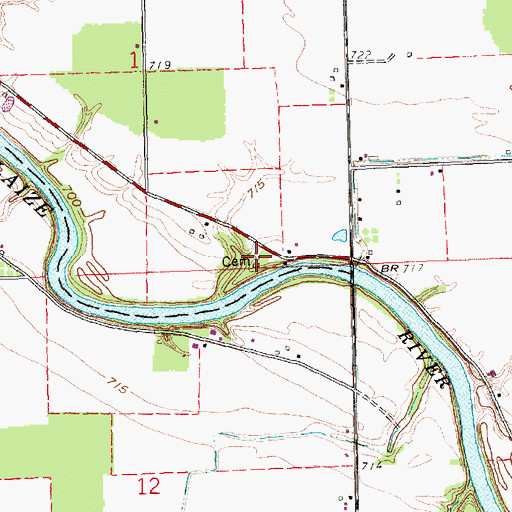 Topographic Map of Oak Grove Cemetery, OH