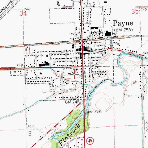 Topographic Map of Saint Johns Elementary School, OH