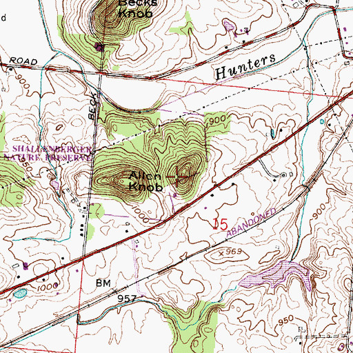 Topographic Map of Ruble Knob, OH