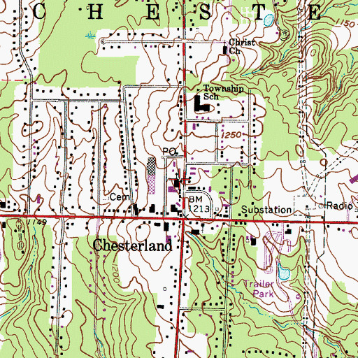 Topographic Map of Chesterland Baptist Church, OH