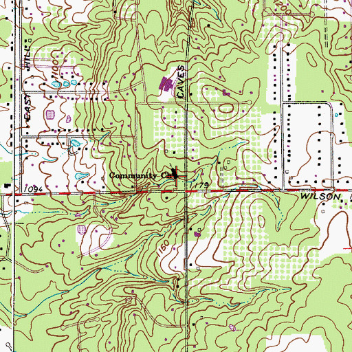 Topographic Map of Community Church, OH