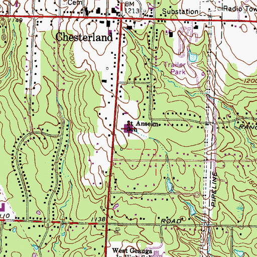 Topographic Map of Saint Anselm Church, OH