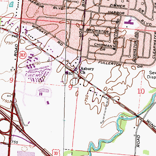 Topographic Map of Asbury Methodist Episcopal Cemetery, OH