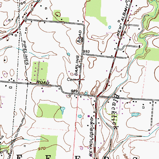 Topographic Map of Ayers Cemetery, OH