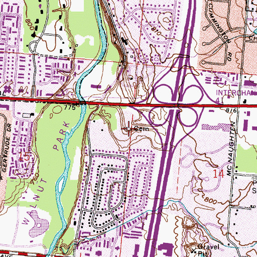Topographic Map of Carlisle Cemetery, OH