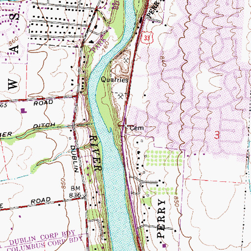 Topographic Map of Davis Cemetery, OH
