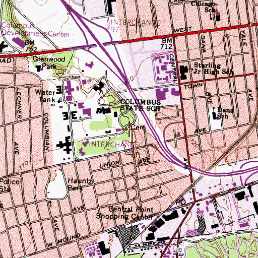 Topographic Map of Feebleminded Cemetery, OH