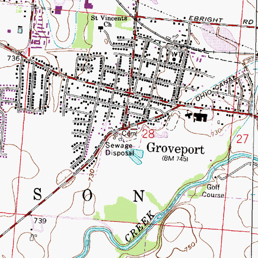 Topographic Map of Groveport Cemetery, OH