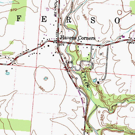 Topographic Map of Havens Cemetery, OH