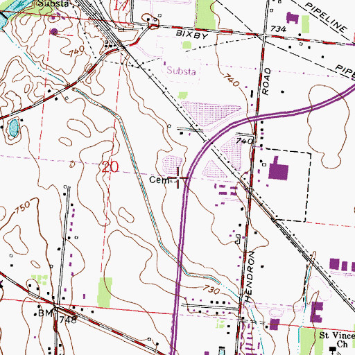 Topographic Map of Hendren Cemetery, OH