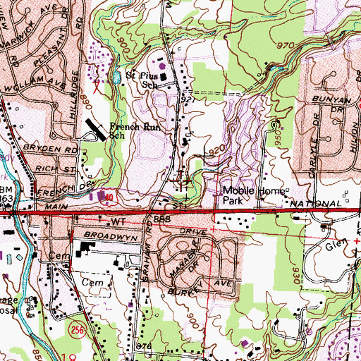 Topographic Map of Hill Road Methodist Cemetery, OH