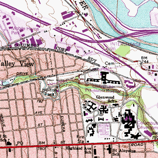 Topographic Map of Insane Cemetery, OH