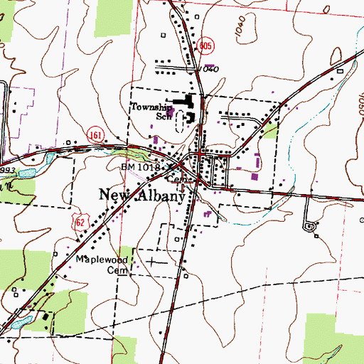 Topographic Map of New Albany Cemetery, OH