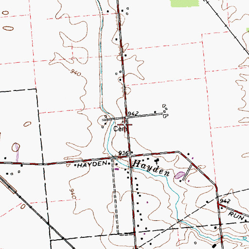 Topographic Map of Rings Cemetery, OH